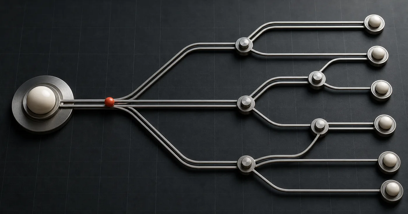 A crawlable branching network connecting a central hub to every important endpoint